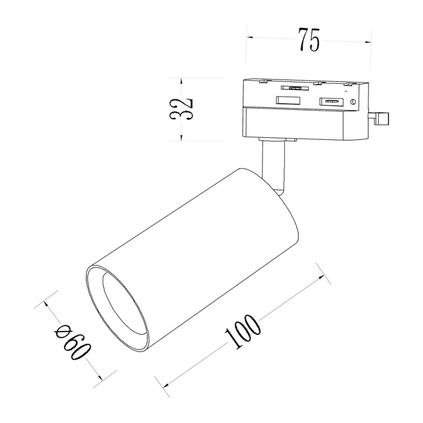 Schienenstrahler für 1-phasiges PIPE-Schienensystem, 1xGU10/10W/230V, Braun