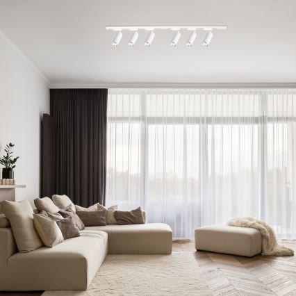 Schienenstrahler im MICA-Lichtschienensystem 6xGU10/10W/230V weiß/mattchrom