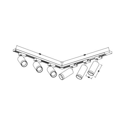 Schienenstrahler im MICA-Lichtschienensystem 6xGU10/10W/230V weiß/mattchrom