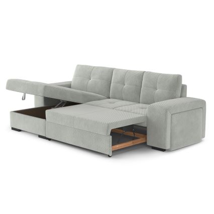 Schlafsofa mit Stauraum und Hocker PALERMO, hellgrau, links