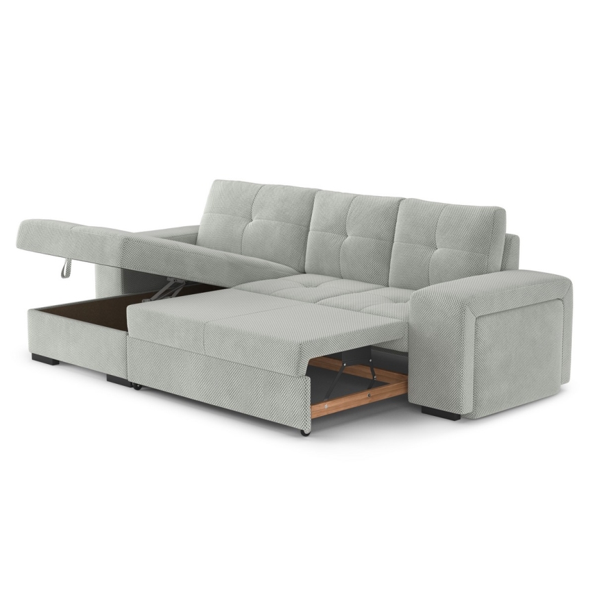 Schlafsofa mit Stauraum und Hocker PALERMO, hellgrau, links