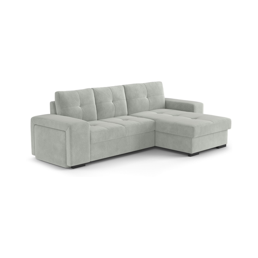 Schlafsofa PALERMO mit Bettfunktion, Stauraum und Hocker, hellgrau, rechts