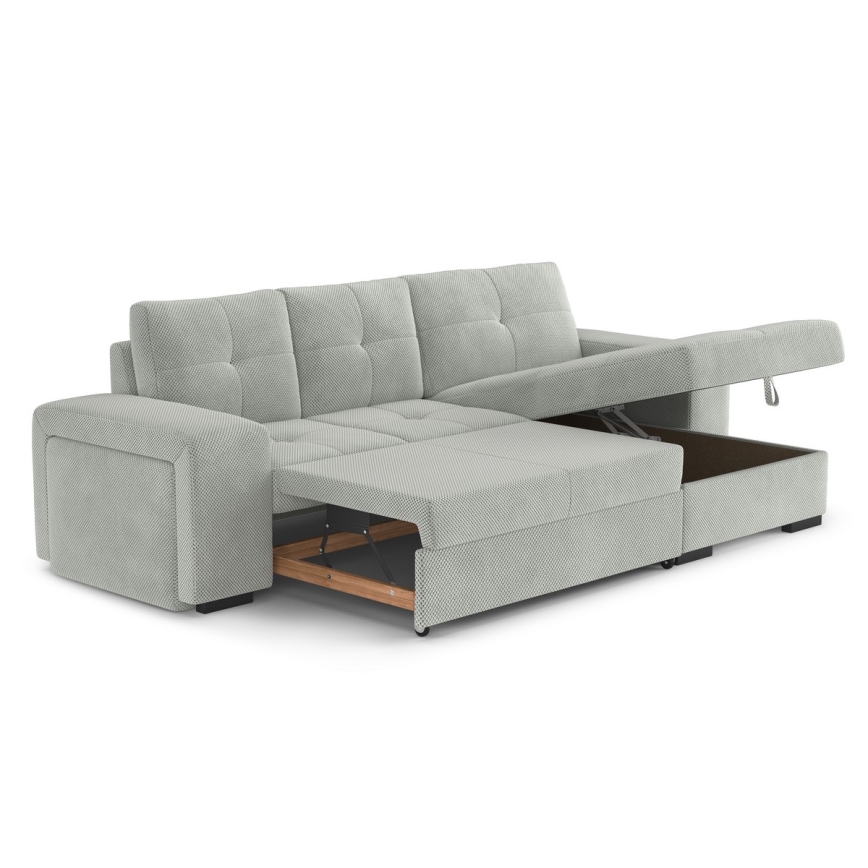 Schlafsofa PALERMO mit Bettfunktion, Stauraum und Hocker, hellgrau, rechts