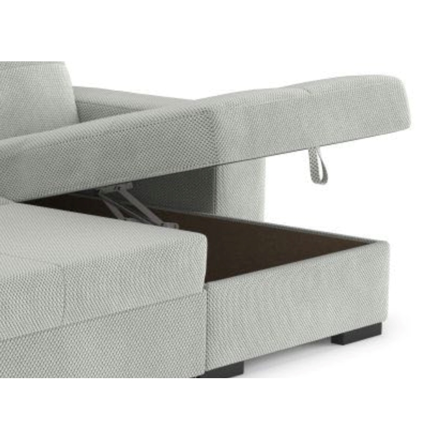 Schlafsofa PALERMO mit Bettfunktion, Stauraum und Hocker, hellgrau, rechts