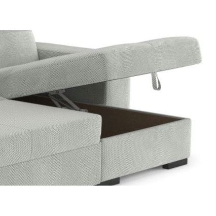Schlafsofa mit Stauraum und Hocker PALERMO hellgrau rechts