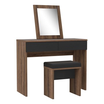 Schminktisch JUNO + Hocker 45x29,6 cm braun/schwarz