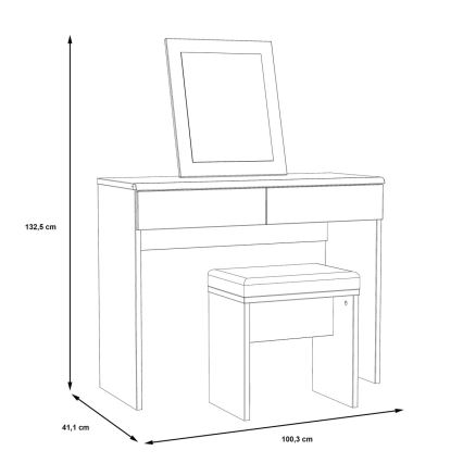 Schminktisch JUNO + Hocker 45x29,6 cm braun/schwarz