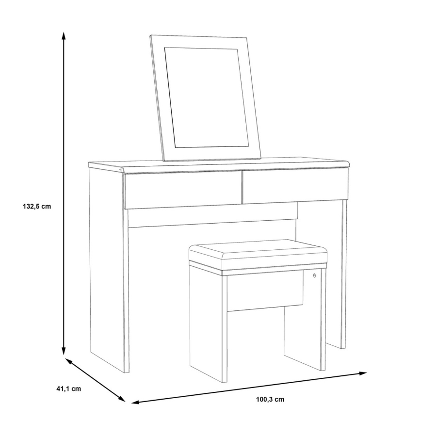 Schminktisch JUNO + Hocker 45x29,6 cm braun/schwarz