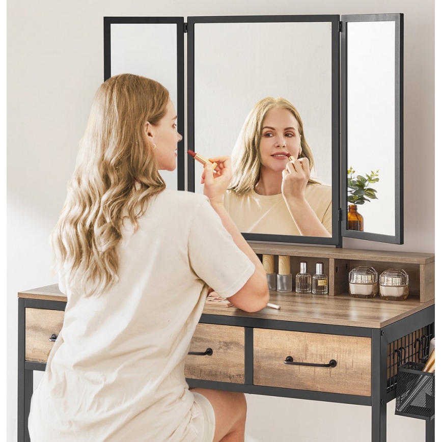 Schminktisch mit Hocker 28,6 x 42 cm FLORA braun/schwarz