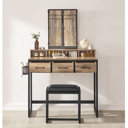 Schminktisch mit Hocker 28,6 x 42 cm FLORA braun/schwarz