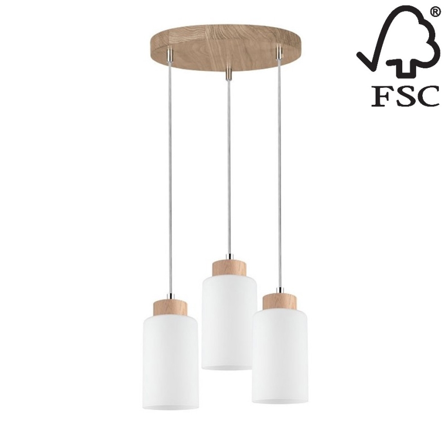 Schnur-Hängeleuchte BOSCO 3xE27/60W/230V – FSC-zertifiziert