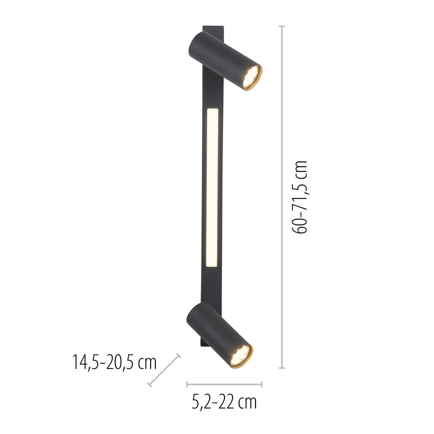 Schöner Wohnen 11793-18 - LED-Spot DANTE 2x GU10/10W/230V + LED/7,2W, schwarz
