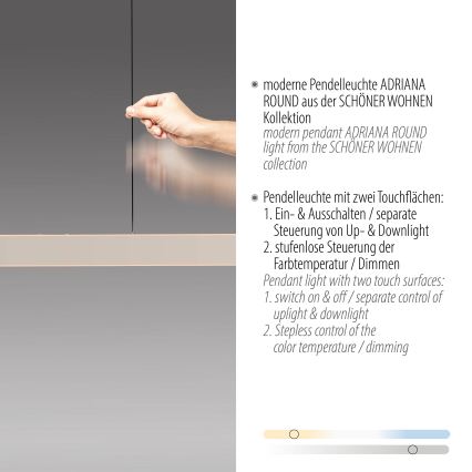 Schöner Wohnen 12577-39 - ADRIANA ROUND dimmbare Pendelleuchte an Kabel 2xLED/24W/230V 2700/3000/3500/4000/5000K grau