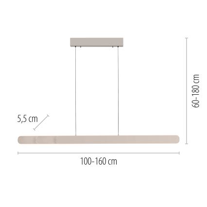 Schöner Wohnen 12577-39 - ADRIANA ROUND dimmbare Pendelleuchte an Kabel 2xLED/24W/230V 2700/3000/3500/4000/5000K grau