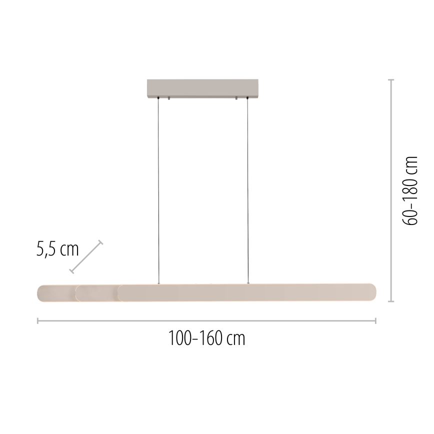 Schöner Wohnen 12577-39 - ADRIANA ROUND dimmbare Pendelleuchte an Kabel 2xLED/24W/230V 2700/3000/3500/4000/5000K grau