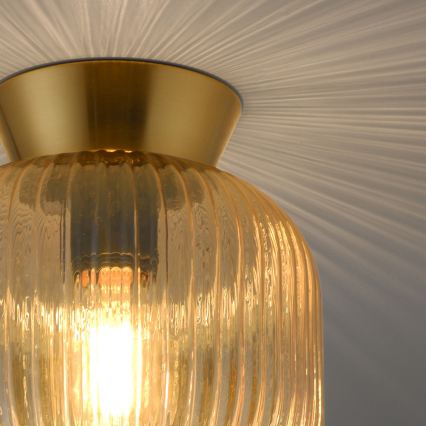 Schöner Wohnen 13574-27 - Deckenleuchte NAMI 1x E27/25W/230V, Ø 20 cm gold/beige/rauchfarben