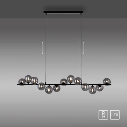 Schöner Wohnen 14504-18 - LED-Pendelleuchte an Kabel DUBAI 13xG9/3W/230V schwarz/rauchfarben