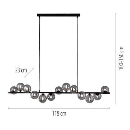 Schöner Wohnen 14504-18 - LED-Pendelleuchte an Kabel DUBAI 13xG9/3W/230V schwarz/rauchfarben