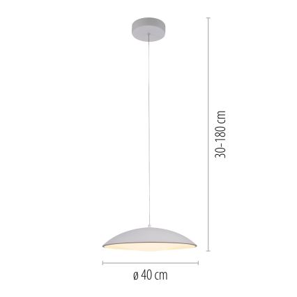 Schöner Wohnen 14606-16 - dimmbare LED-Pendelleuchte an Kabel LENTE LED/17W/230V Ø 40 cm weiß