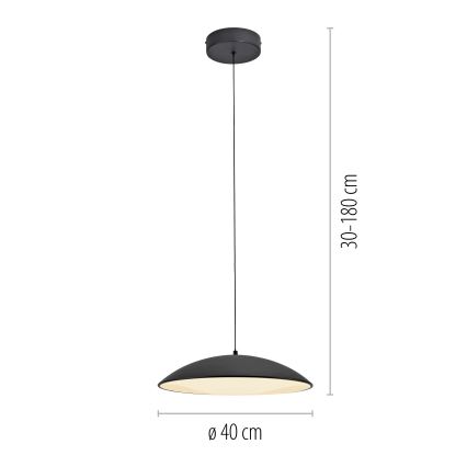 Schöner Wohnen 14606-18 - LED-dimmbarer Pendelleuchter LENTE, LED/17W/230V, Ø 40 cm, schwarz, mit Kabelabhängung