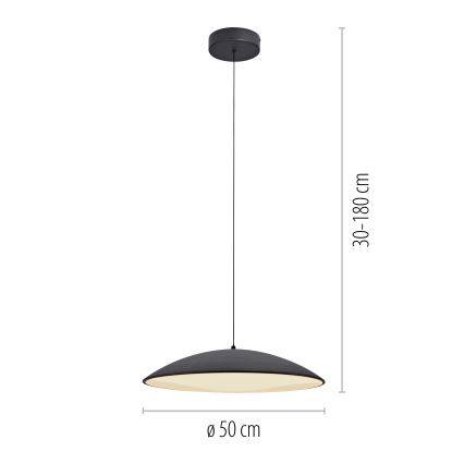 Schöner Wohnen 14607-18 - LED-dimmbare Kabel-Pendelleuchte LENTE LED/23W/230V Ø 50 cm schwarz
