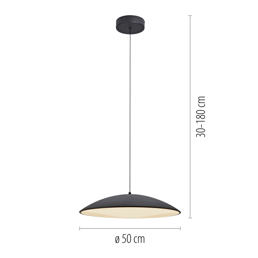 Schöner Wohnen 14607-18 - LED-dimmbare Kabel-Pendelleuchte LENTE LED/23W/230V Ø 50 cm schwarz