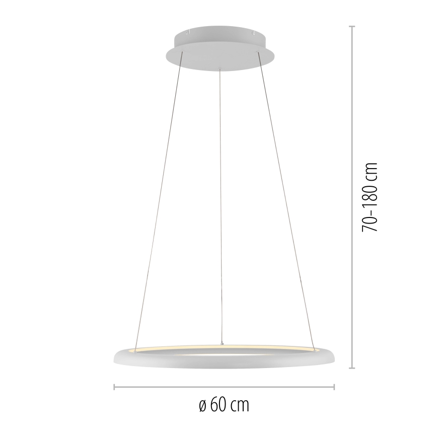 Schöner Wohnen 15570-16 - QUILLO dimmbare LED-Pendelleuchte an Stahlseil LED/36W/230V Ø 60 cm weiß