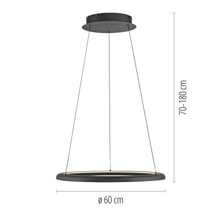 Schöner Wohnen 15570-18 - dimmbare LED-Pendelleuchte an Kabel QUILLO LED/36W/230V Ø 60 cm schwarz