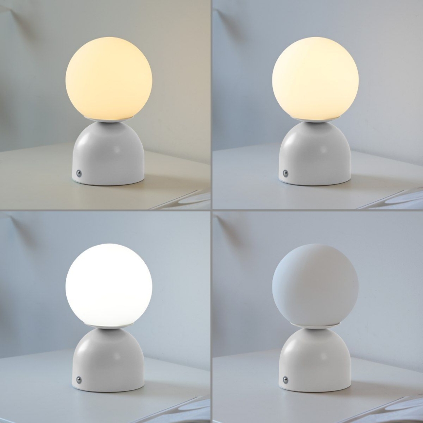 Schöner Wohnen 19218-16 - RUDI LED-Tischlampe, dimmbar, Touch-gesteuert, wiederaufladbar, LED/1,2W/5V, 3000-6000K, 1200 mAh, weiß