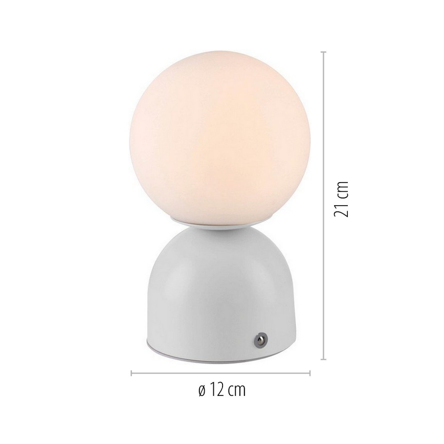 Schöner Wohnen 19218-16 - RUDI LED-Tischlampe, dimmbar, Touch-gesteuert, wiederaufladbar, LED/1,2W/5V, 3000-6000K, 1200 mAh, weiß