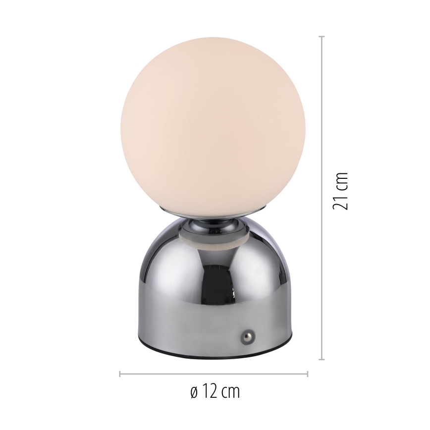 Schöner Wohnen 19218-17 - RUDI LED wiederaufladbare, dimmbare Touch-Tischlampe LED/1,2W/5V 3000-6000K 1200 mAh glänzender Chrom