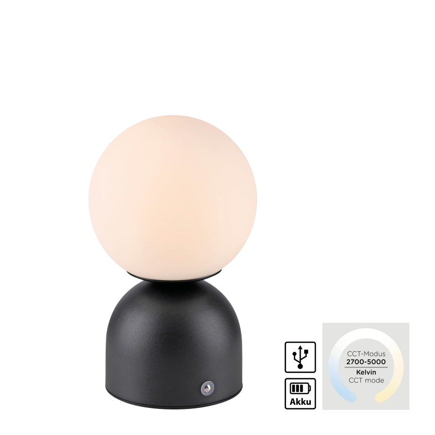 Schöner Wohnen 19218-18 - Wiederaufladbare, dimmbare Touch-LED-Tischlampe RUDI LED/1,2W/5V 3000-6000K 1200 mAh schwarz