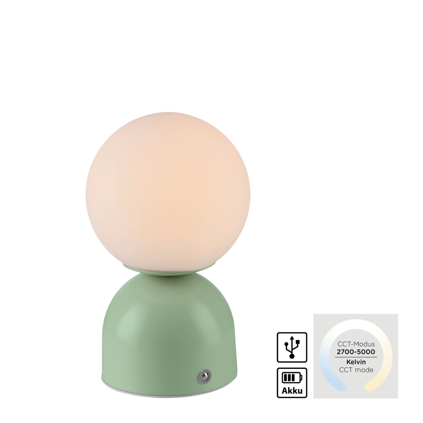 Schöner Wohnen 19218-43 - LED, dimmbar, Touch, wiederaufladbare Tischlampe RUDI LED/1,2W/5V 3000–6000K 1200 mAh grün