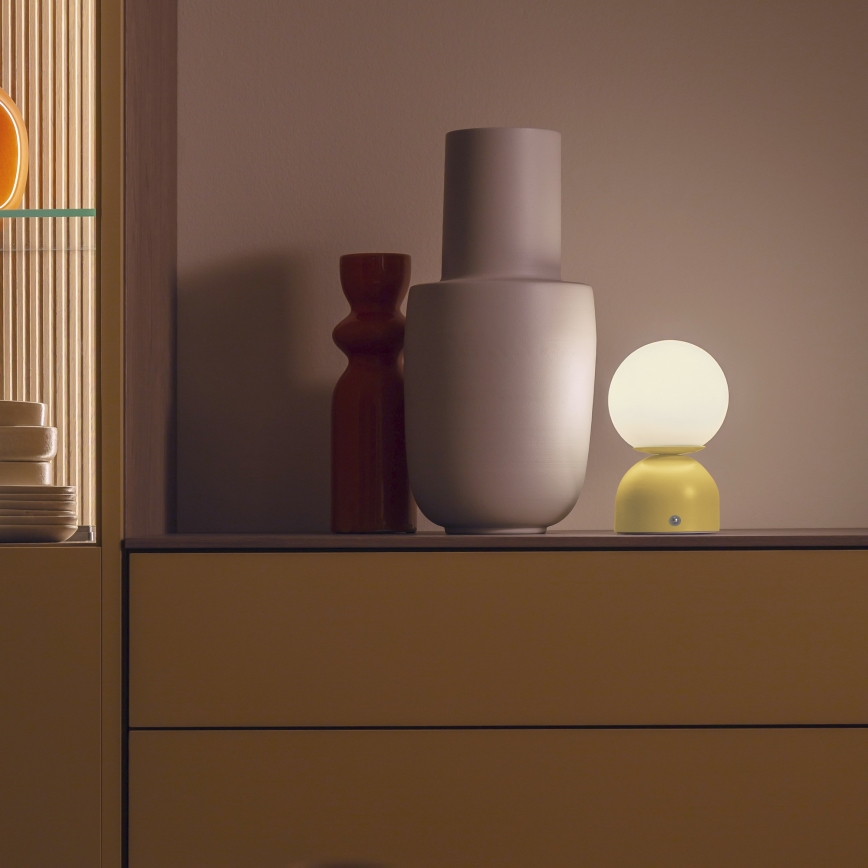 Schöner Wohnen 19218-81 - dimmbare, touchgesteuerte, wiederaufladbare LED-Tischlampe RUDI LED/1,2W/5V 3000-6000K 1200 mAh gelb