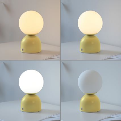 Schöner Wohnen 19218-81 - dimmbare, touchgesteuerte, wiederaufladbare LED-Tischlampe RUDI LED/1,2W/5V 3000-6000K 1200 mAh gelb