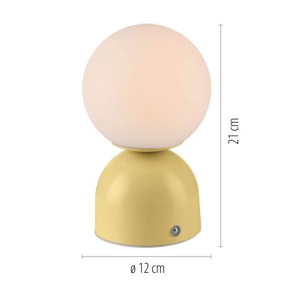 Schöner Wohnen 19218-81 - dimmbare, touchgesteuerte, wiederaufladbare LED-Tischlampe RUDI LED/1,2W/5V 3000-6000K 1200 mAh gelb