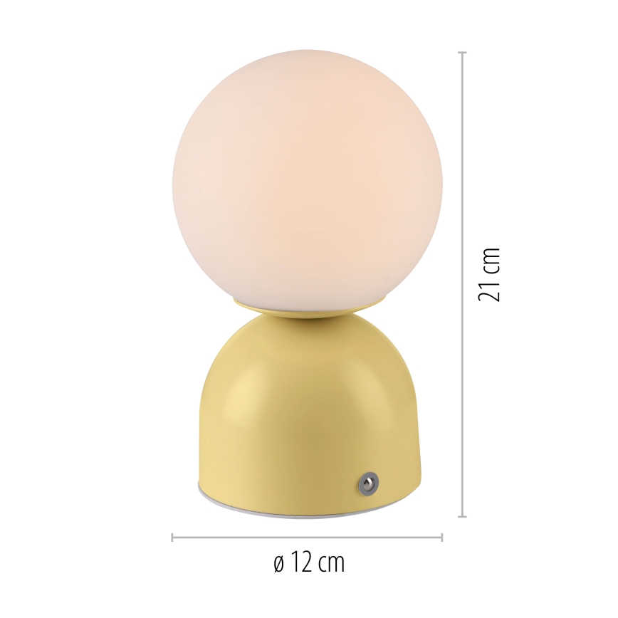 Schöner Wohnen 19218-81 - dimmbare, touchgesteuerte, wiederaufladbare LED-Tischlampe RUDI LED/1,2W/5V 3000-6000K 1200 mAh gelb