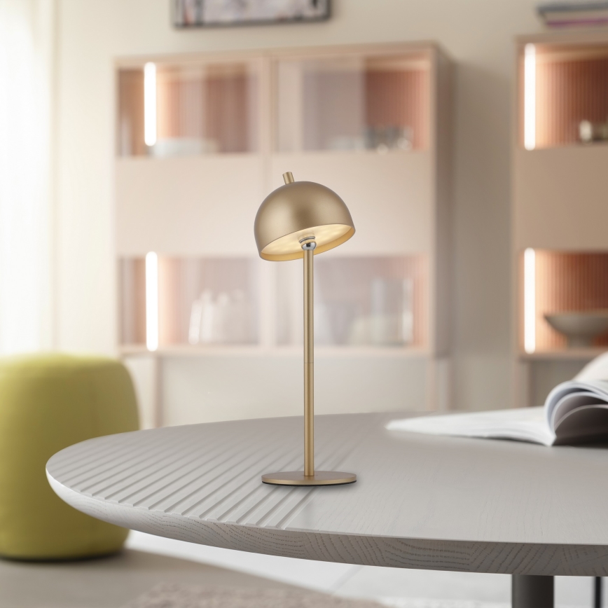 Schöner Wohnen 19244-12 - LED-dimmbar, mit Touch-Dimmer, wiederaufladbare Outdoor-Tischleuchte BELLIS LED/2,5W/5V 2600 mAh IP54, goldfarben