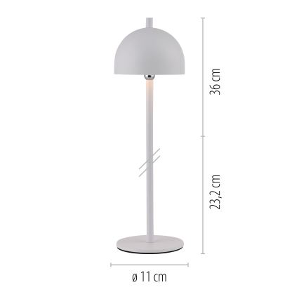 Schöner Wohnen 19244-16 - LED, per Touch dimmbar, wiederaufladbare Außen-Tischleuchte BELLIS LED/2,5W/5V 2600 mAh IP54 weiß