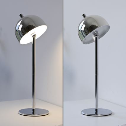 Schöner Wohnen 19244-17 - Dimmbare, wiederaufladbare LED-Touch-Außen-Tischlampe BELLIS LED/2,5W/5V 2600 mAh IP54 hochglänzender Chrom