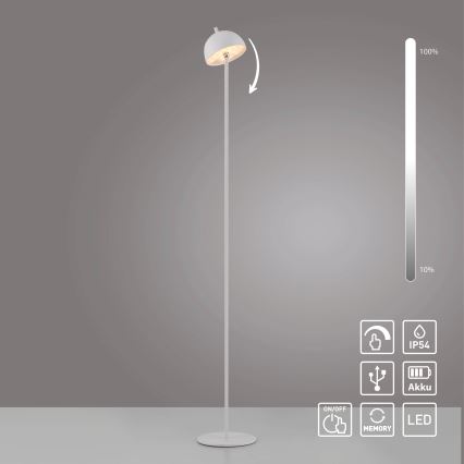 Schöner Wohnen 19245-16 - dimmbare, mit Touch-Bedienung, wiederaufladbare Outdoor-Stehleuchte BELLIS LED/2,5W/5V 2600 mAh IP54 weiß