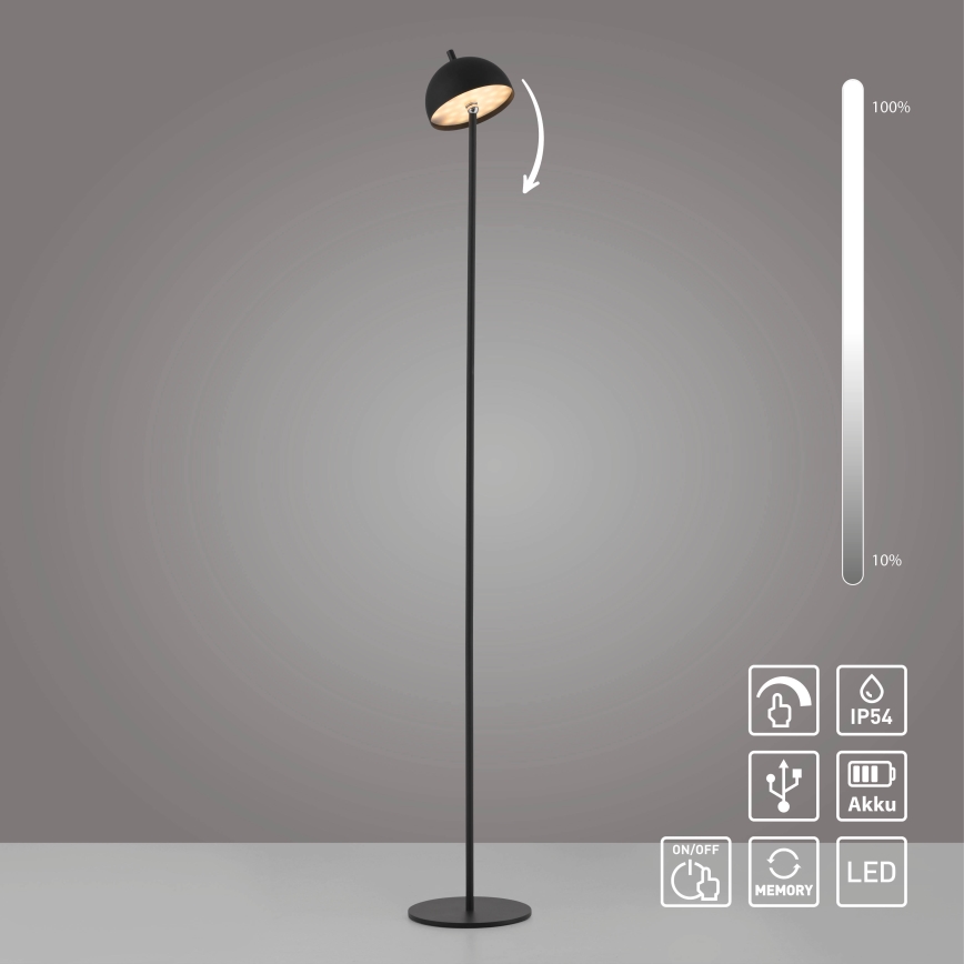 Schöner Wohnen 19245-18 - dimmbare, touchbedienbare, wiederaufladbare Außen-Stehlampe BELLIS LED/2,5W/5V 2600 mAh IP54 schwarz