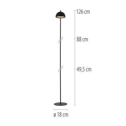 Schöner Wohnen 19245-18 - dimmbare, touchbedienbare, wiederaufladbare Außen-Stehlampe BELLIS LED/2,5W/5V 2600 mAh IP54 schwarz
