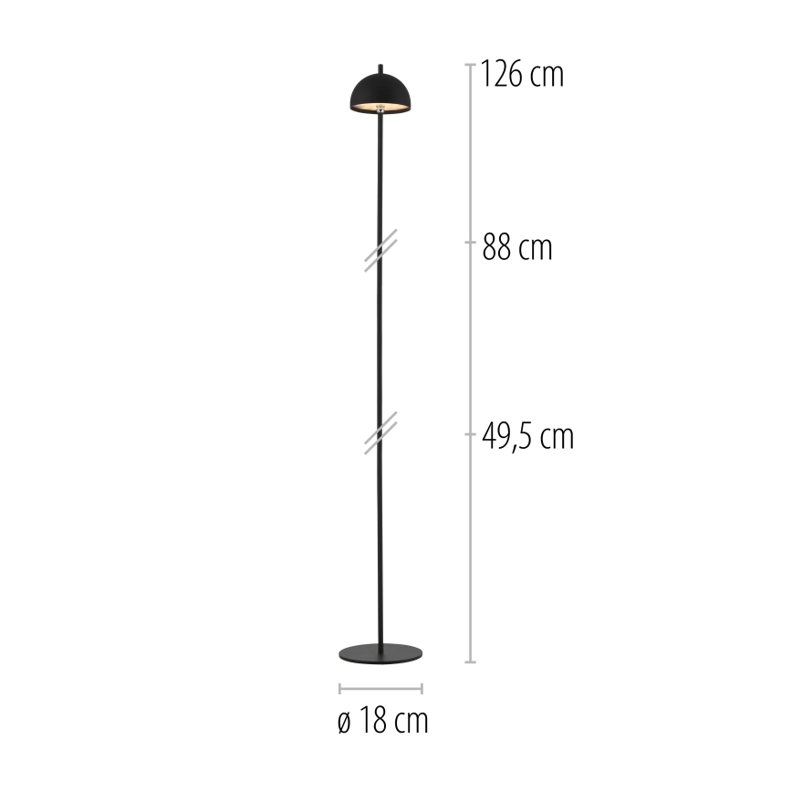 Schöner Wohnen 19245-18 - dimmbare, touchbedienbare, wiederaufladbare Außen-Stehlampe BELLIS LED/2,5W/5V 2600 mAh IP54 schwarz
