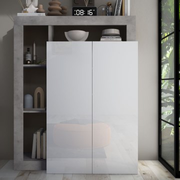 Schrank LENOR weiß/grau Betonoptik