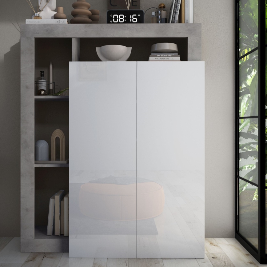 Schrank LENOR weiß/grau Betonoptik