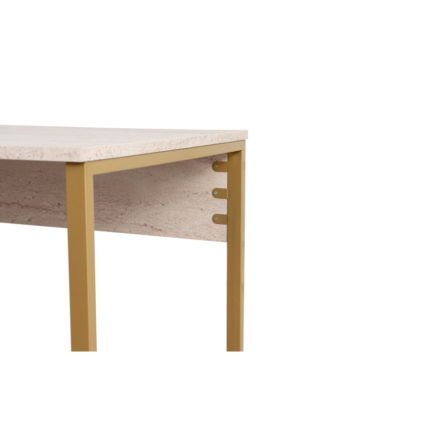 Schreibtisch CLARO 240x60 cm Travertin/Gold