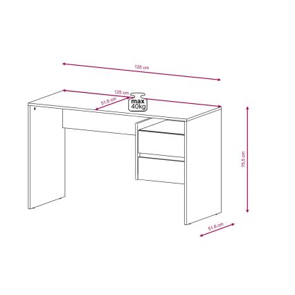 Schreibtisch MARLO mit Schubladen, Betongrau/Weiß