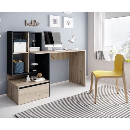 Schreibtisch mit Ablage MARLO, Artisan‑Eiche/Anthrazit