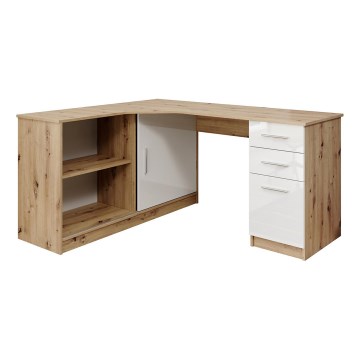 Schreibtisch mit Ablage und Schubladen ROBERTO, rechts, Artisan-Eiche/Weiß